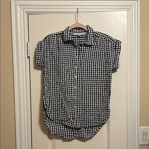LOFT Navy and White Checkered Shirt size XS